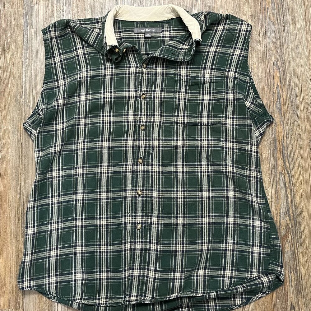 Sleeveless Flannel Shirt - Men Size Large Tall - 100% Cotton